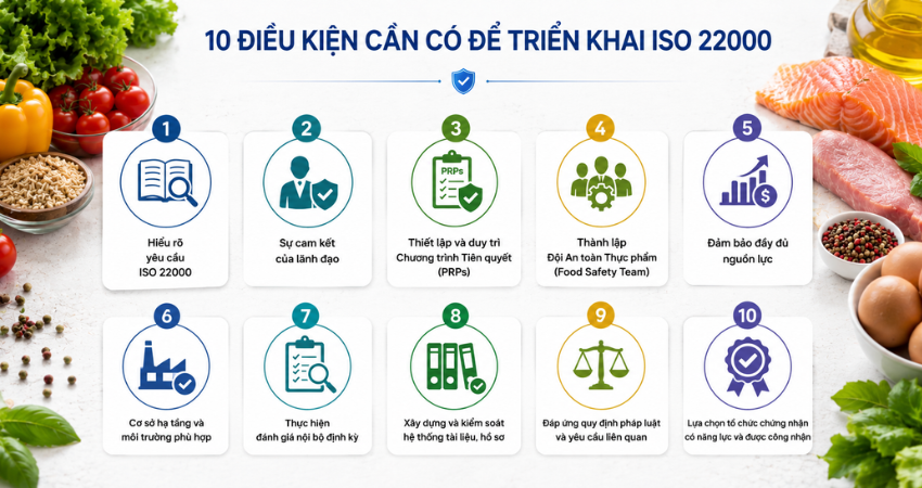 10 điều kiện cần có để triển khai tiêu chuẩn ISO 22000